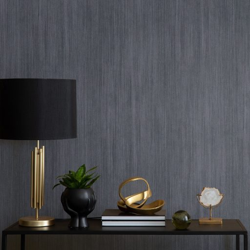 Természetes elegancia megtestesítője! Függőleges vonalvezetésű texturált minta sötétszürke és gránitszürke tónus tapéta