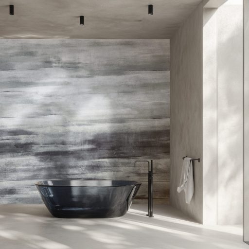 Lágy ecsetvonások és sejtelmes (szín)átmenetek akvarell természeti kép szürkéskék szürke és krémszürke tónus falpanel