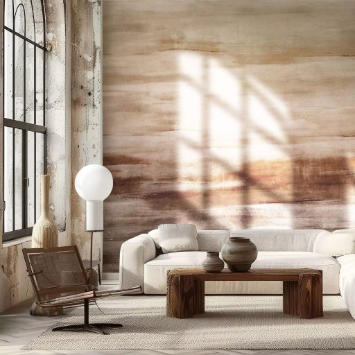 Lágy ecsetvonások és sejtelmes (szín)átmenetek akvarell természeti kép vörös vörösesbarna arany és bézs tónus falpanel