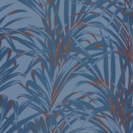 Casadeco 1930, 28926404  FOUGERES Natur stilizált nóvényi díszítés páfrányok kék árnyalatok bronz fényló mintarajzolat tapéta