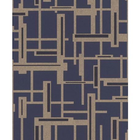 EMIL & HUGO Zanzibar 290249 COMPOSITION Geometrikus plasztikus ritmikus formák füstkék arany fekete matt-fényes tapéta