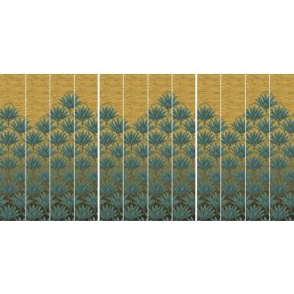   EMIL & HUGO Zanzibar 290270 BLOOM DECO Natur trópusi virágzattá alakuló pálmafák smaragdzöld sáfránysárga digitális panel