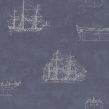A flotta gyöngyszemei vitorláshajók tengerkék és fehér tónus tapéta