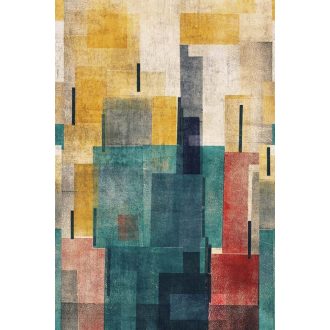   Absztrakt formanyelv ragyogó színjáték - Tokio építészete sárga sokszínű falpanel