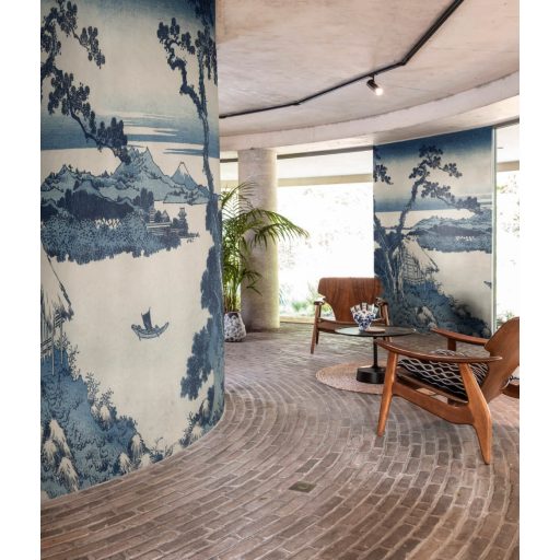 Kilátás a SUWO-KO tóra - lenyűgöző idilli japán panoráma fehér kék árnyalatok falpanel