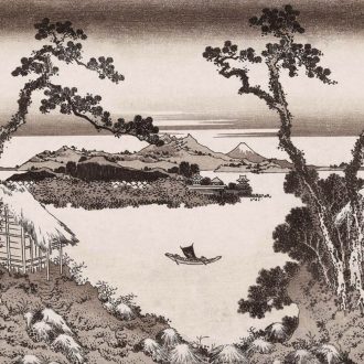   Kilátás a SUWO-KO tóra - lenyűgöző idilli japán panoráma szépia falpanel