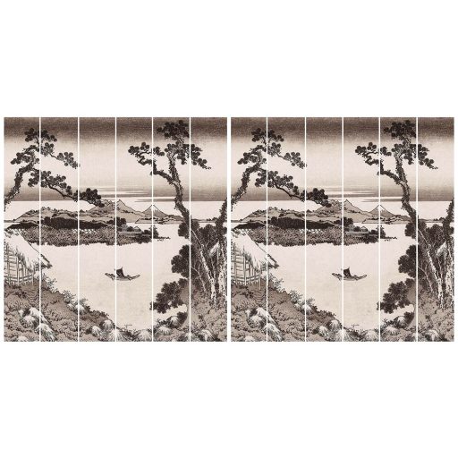 Kilátás a SUWO-KO tóra - lenyűgöző idilli japán panoráma szépia falpanel