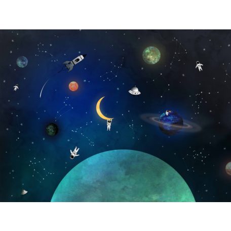 BN Doodleedo 300438 DISCOVERY Gyerekszobai Éjszakai égbolt felfedezőknek éjkék zöld szines falpanel