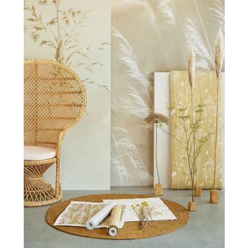 Eijffinger Waterfront 300903 AQUA TWIGS Natur Skandináv szélben ringó vízinád felhős háttéren bézs/homokszín arany/aranybarna falpanel