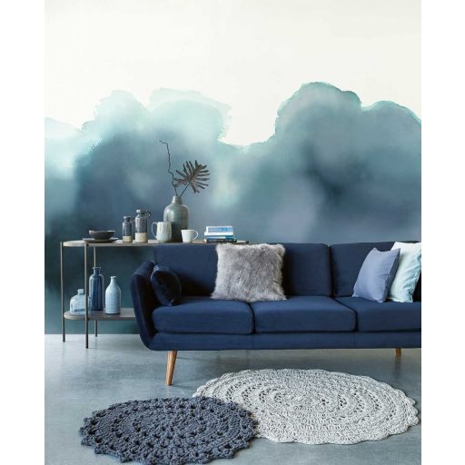 Eijffinger Waterfront 300912 AQUERELLE Natur Art felhők akvarell megjelenésben kék árnyalatok vízkék fehér falpanel