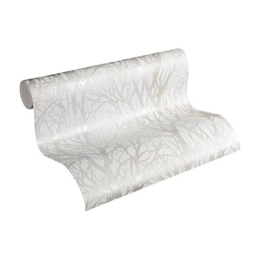 As-Creation Attractive 2/New Life/Life 4, 30094-1 Natur fa-faágak krémfehér ezüstszürke csillogó mintarajzolat tapéta