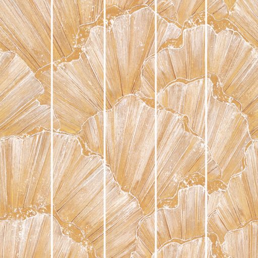 Lenyűgöző vizuális performance! Óriás kagylók szemet gyönyörködtető panorámája "M" aranyló-barna és törtfehér tónus falpanel