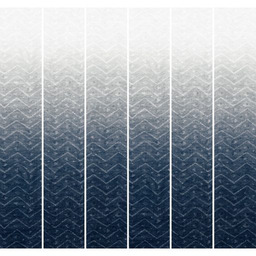 Etnikai örökség és a modern minimalizmus szintézise - hipnotikus chevron minta "L" fehér világosszürke kékesszürke és tengerkék falpanel