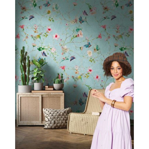 AS-Creation Metropolitan Stories the Wall 38268-1 Botanikus szines kis virágok pillangók zöld rózsaszín szines falpanel
