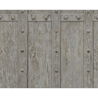   As-Creation Decoworld 2, 30684-2 Natur ipari design szegecselt fa szürke fekete tapéta