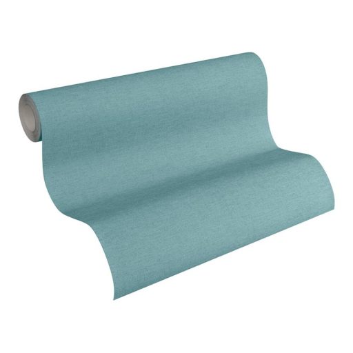 Strukturált textilhatású egyszínű minta kék/zöldeskék tónus tapéta