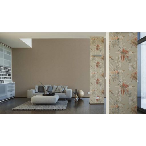 Strukturált textilhatású egyszínű minta szürkésbarna tónus tapéta