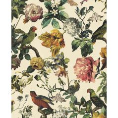   Eijffinger MUSEUM 307301 Vintage műalkotás virágok és madarak páratlanul gazdag megjelenése krém zöld szines tapéta