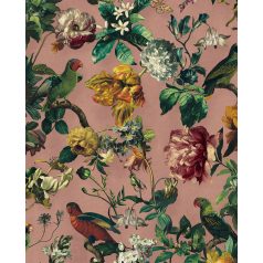   Eijffinger MUSEUM 307304 Vintage műalkotás virágok és madarak páratlanul gazdag megjelenése ó-rózsaszín zöld szines tapéta