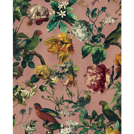 Eijffinger MUSEUM 307304 Vintage műalkotás virágok és madarak páratlanul gazdag megjelenése ó-rózsaszín zöld szines tapéta