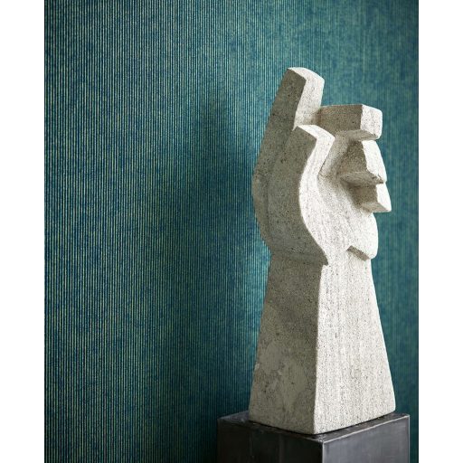 Eijffinger MUSEUM 307321 Natur Csíkos természetes flockolt textil kék zöldeskék tapéta