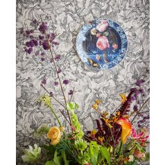   Eijffinger MUSEUM 307340 Romantikus virágos sűrű szirmok grafikus ábrázolása fehér fekete tapéta