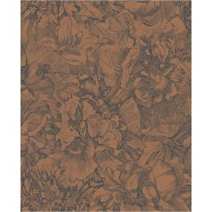   Eijffinger MUSEUM 307344 Romantikus virágos sűrű szirmok grafikus ábrázolása rézbarna sötétkék tapéta