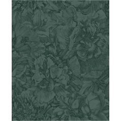   Eijffinger MUSEUM 307345 Romantikus virágos sűrű szirmok grafikus ábrázolása sötétzöld fekete tapéta