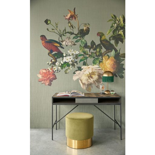 Eijffinger MUSEUM 307402 BIG BIRD Vintage Virágos kivételes szépségű vírágminta papagájokkal pasztell zöld szines falpanel