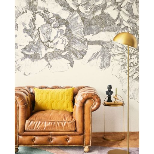 Eijffinger MUSEUM 307404 FLOWER FALL Vintage Virágeső pazar vírágminta fehér fekete falpanel