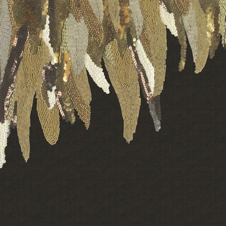 Eijffinger MUSEUM 307406 FANCY FEATHER Vintage Díszes madártoll kompozíció fekete arany szines falpanel