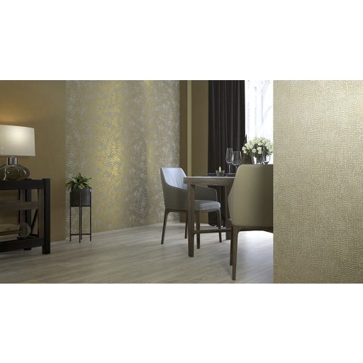 Marburg La Veneziana 4, 31316 natur levélmintázat szürke arany fémes hatás