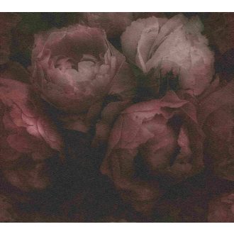   As-Creation New Walls 37392-4 ROMANTIC DREAM nagyformátumú virágzó bimbók vörös fekete zöld tapéta