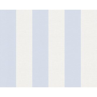   As-Creation Liberté/Maison Charme 3140-24 Klasszikus csíkos krémfehér és kék tónus tapéta