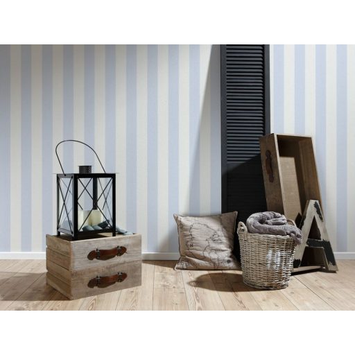 As-Creation Liberté/Maison Charme 3140-24 Klasszikus csíkos krémfehér és kék tónus tapéta