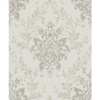   Stílusos barokk virágdíszítés bézs/szürkésbézs arany fénylő csillogó mintafelület tapéta