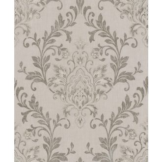   Stílusos barokk virágdíszítés szürke/szürkésbarna arany fénylő csillogó mintafelület tapéta