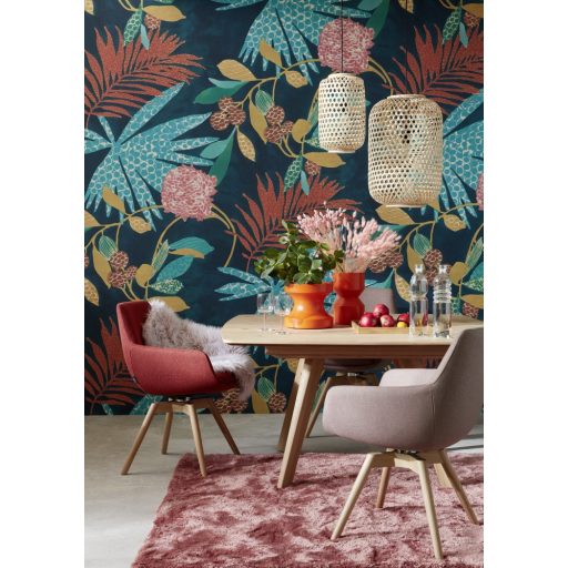 Marburg Schöner Wohnen New Modern 31860 Trópusi egzotikus levelek zöld sötétkék szines digitális nyomású falpanel