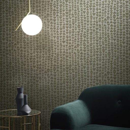 Marburg Memento 32019 EXPLORE SURFACES Geometrikus változó háromszögek szürke zöldes szürke ezüst applikált csillogó szemcsék tapéta