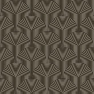   Modern geometria és az Art Deco íves vonalvezetés ötvözete bronzos sötétbarna és antracit tónus tapéta