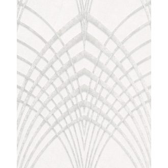   Marburg Modernista/Urban Spaces 32277 Art Deco hegyes ívek szürkésfehér ezüst fénylő mintafelület tapéta