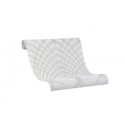 Marburg Modernista/Urban Spaces 32277 Art Deco hegyes ívek szürkésfehér ezüst fénylő mintafelület tapéta