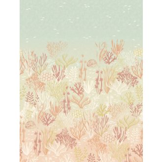   Víz alatti mesevilág! Szines korallok és halrajok faliképe vízzöld korallszín krémfehér sárga és vörös tónus falpanel