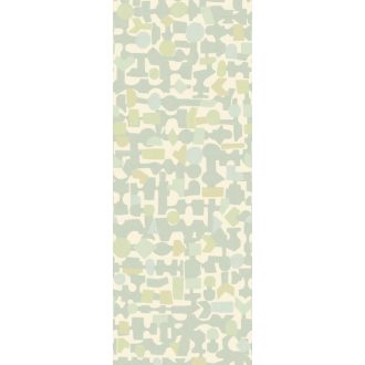   Kapcsolatban! Absztrakt geometriai formák játékos faliképe krém vízkék vízzöld szürkéskék és drapp tónus falpanel