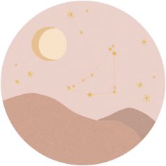   Bevezetés az Asztrológiába! Állatövi jegyek kör alakú faliképe "BAK" terrakotta rózsaszín sárga és aranysága tónus falikép