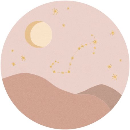 Bevezetés az Asztrológiába! Állatövi jegyek kör alakú faliképe "SKORPIÓ" terrakotta rózsaszín sárga és aranysága tónus falikép