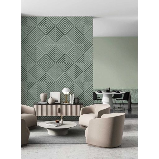 Textilhatású strukturált egyszínű minta mentazöld tónus tapéta