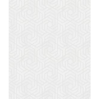  Marburg City Glam/Urban Spaces 32606 Grafikus betonhatású háttéren labirintus minta fehér világosszürke fémes hatás tapéta