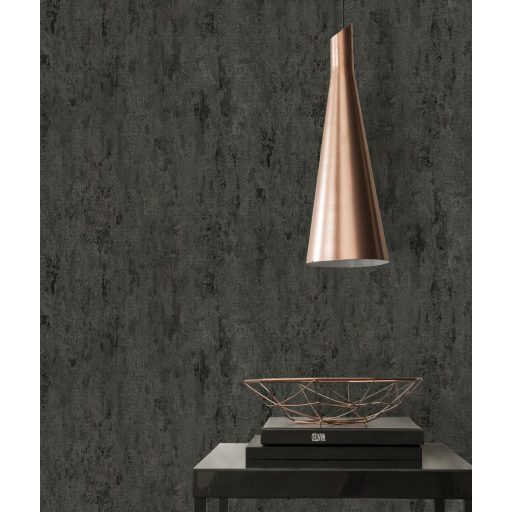 Patinás megjelenésű Vintage design fekete és ezüst tónus fémes hatás tapéta