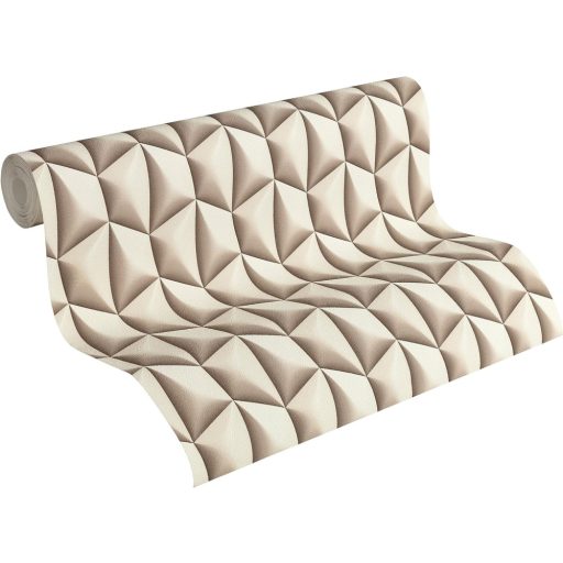 Extrém mélységérzetű háromdimenziós grafikai minta bézs barna és sötétbarna tónus tapéta